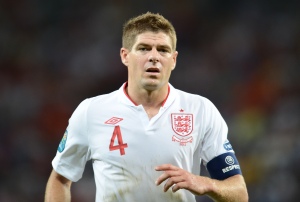 English midfielder Steven Gerrard looks